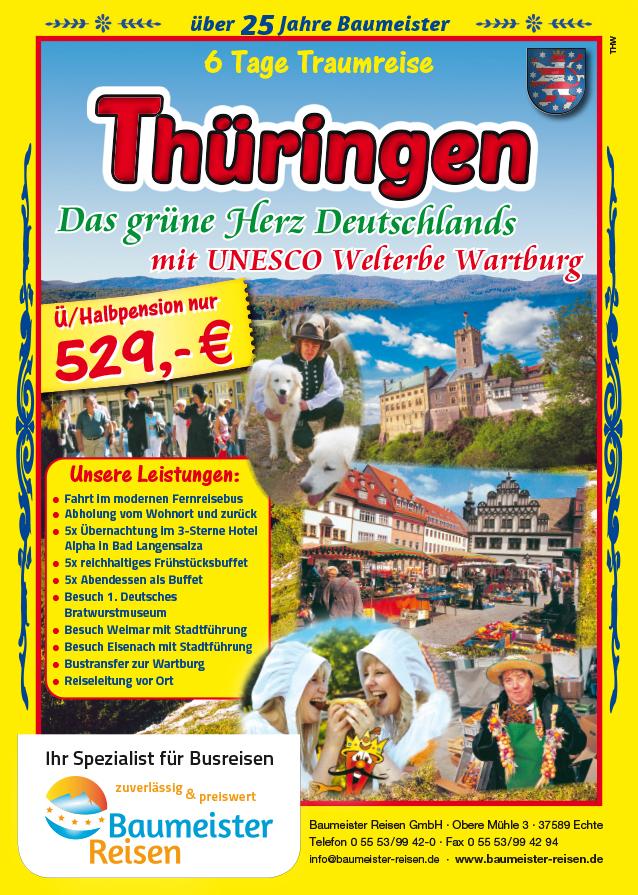 Kurreisen und Busreisen mit Baumeister Reisen in Kalefeld